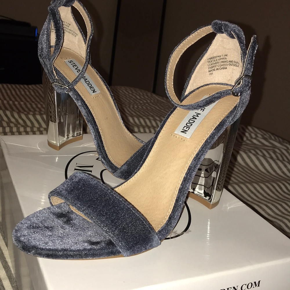 Steve Madden grey velvet mirror heels Carrsonv